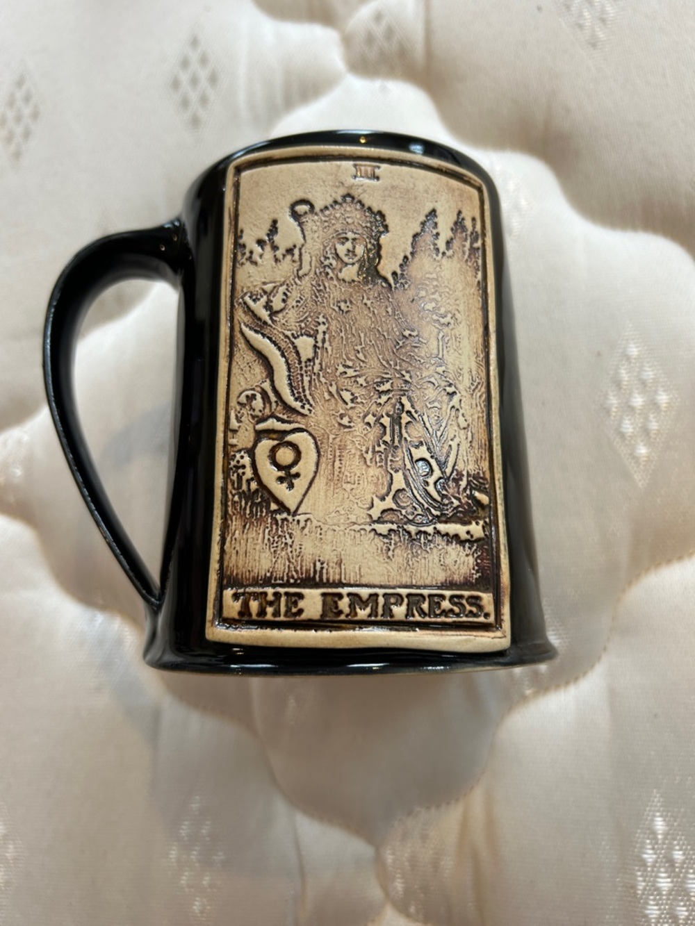 The Empress Ceramic Mug - Black and Cream Tarot Design - Picture 2 of 4
